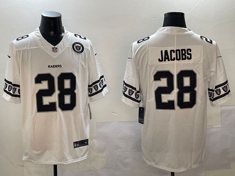 Men Oakland Raiders #28 Jacobs White Armband 2024 Nike Limited NFL Jersey style 1->oakland raiders->NFL Jersey